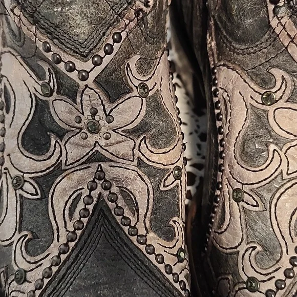 Corral Womens Black/Gray Boots Size 9 Dusky Floral Overlay Crystals & Studs - Picture 13 of 17